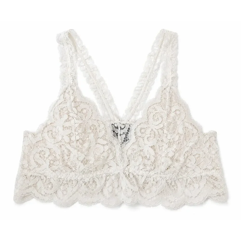 Unlined White Floral Lace Bralette